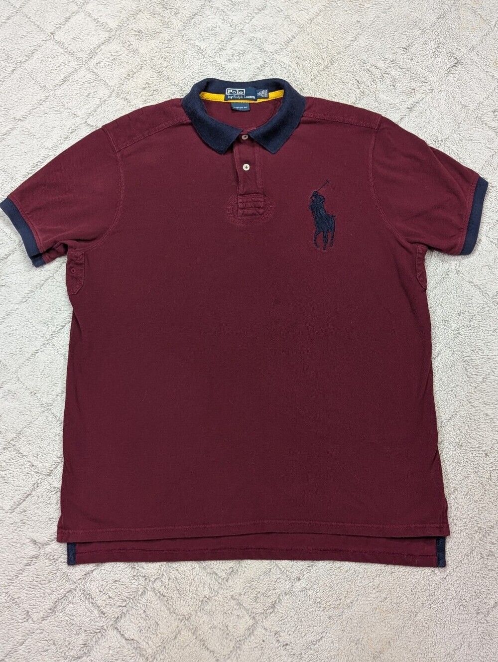 Polo Ralph Lauren Shirt Mens XL Red Maroon Rugby Polo Big Pony Cotton Prep
